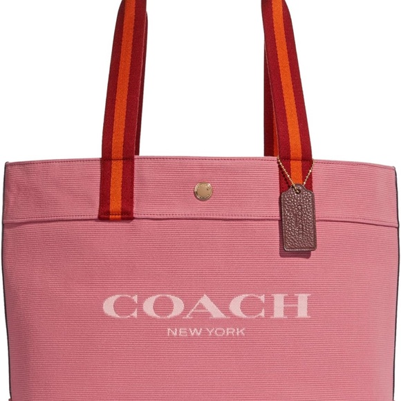 Coach Handbags - Coach Pink Tote with Red and Orange Straps